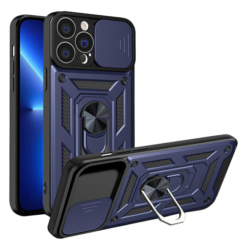 Husa iPhone 13 Pro protectie camera Techsuit CamShield Series, albastru