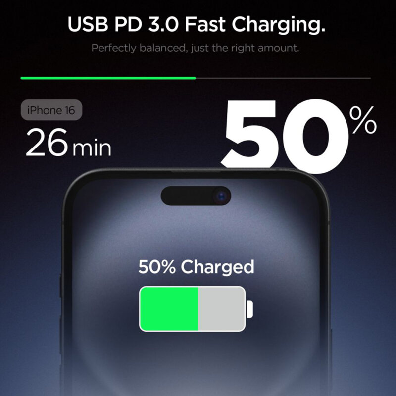 Incarcator tip C Fast Charging, 20W Spigen, negru, EE201EU