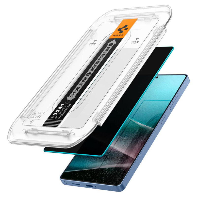 [Pachet 2x] Folie Samsung Galaxy S25 Ultra Spigen Glas.tR EZ Fit HD, privacy