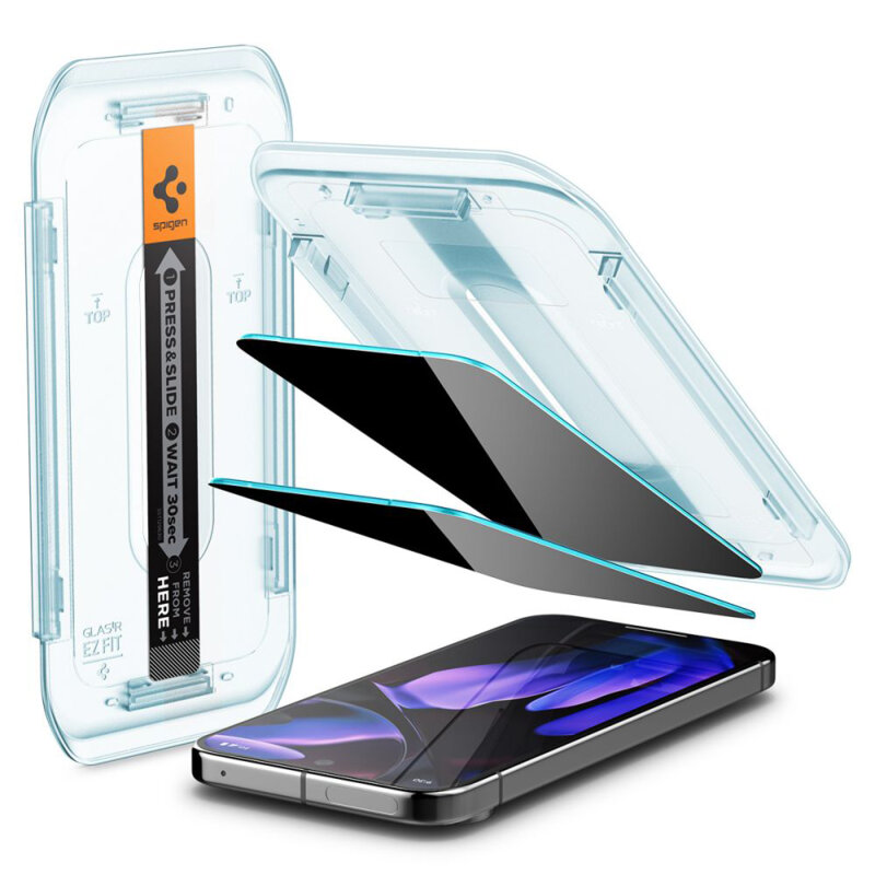 [Pachet 2x] Folie Google Pixel 9 Spigen Glas.tR EZ Fit, privacy