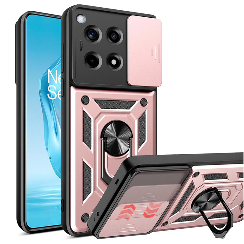 Husa OnePlus 12R protectie camera Techsuit CamShield Series, roz
