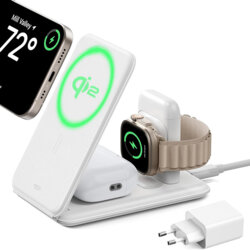 Statie de incarcare 3in1 wireless ESR, Qi2 15W, set, alb