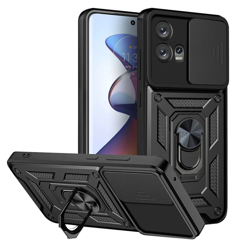 Husa Motorola Edge 30 Fusion protectie camera Techsuit CamShield Series, negru