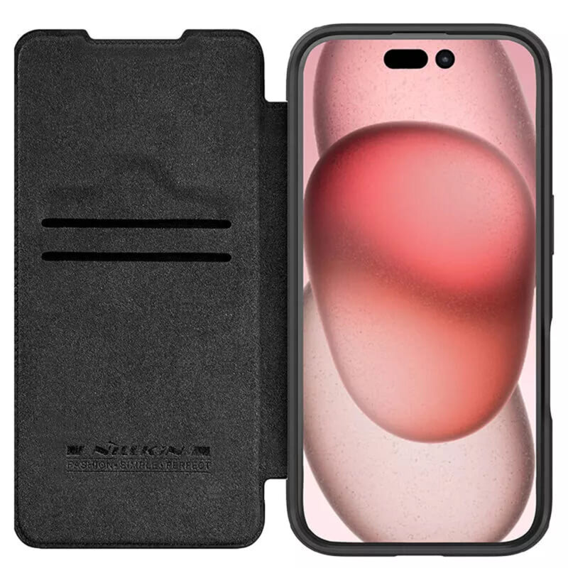 Husa iPhone 16 Pro Max Nillkin Qin Prop Plain Leather, negru