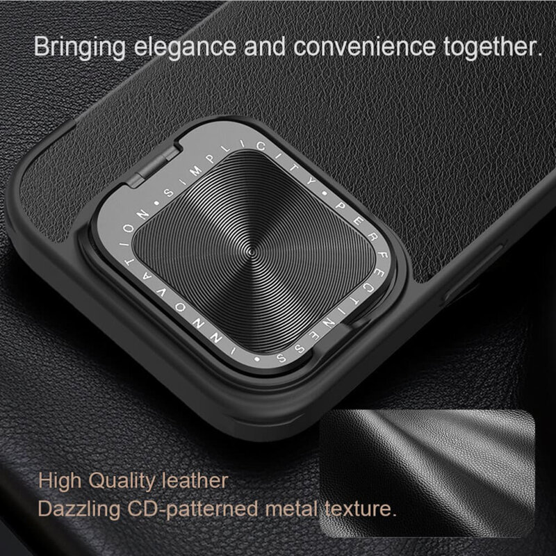 Husa iPhone 16 Nillkin Qin Prop Plain Leather, negru