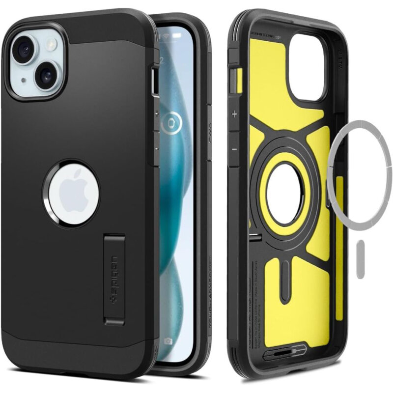Husa iPhone 15 Spigen Tough Armor MagSafe, negru