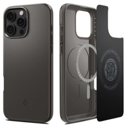 Husa iPhone 16 Pro Max Spigen Thin Fit MagSafe, cenusiu