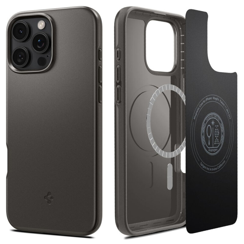 Husa iPhone 16 Pro Max Spigen Thin Fit MagSafe, cenusiu