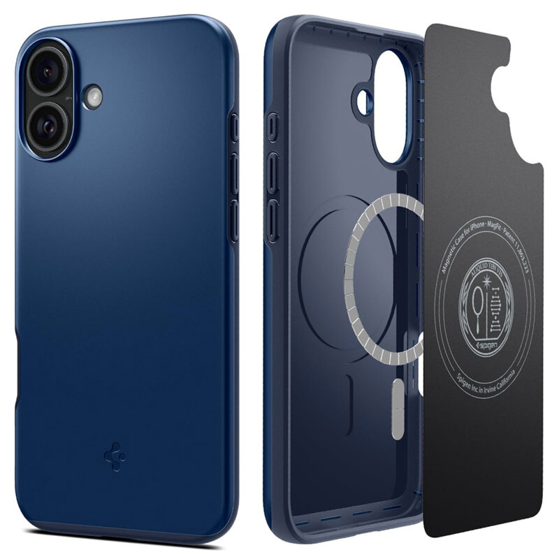 Husa iPhone 16 Spigen Thin Fit MagSafe, bleumarin