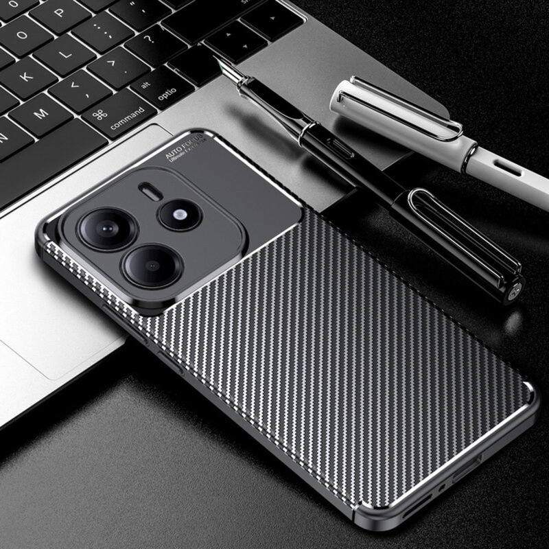 Husa Xiaomi Redmi Note 14 4G (Regional) Techsuit CarbonFiber, negru
