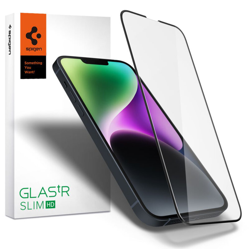 Folie iPhone 13 Spigen Glas.tR Slim, negru