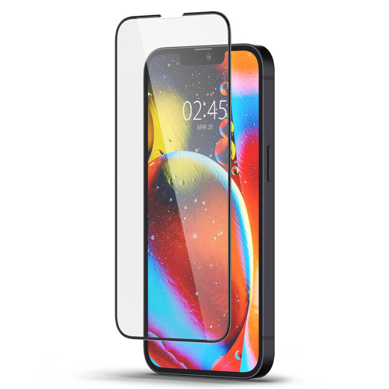 Folie iPhone 13 Spigen Glas.tR Slim, negru