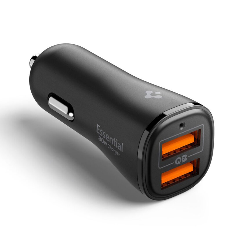 Incarcator auto 2 x USB, 30W Spigen, negru, EV302