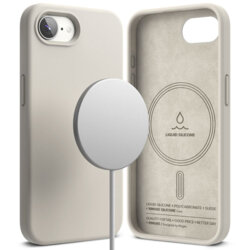 Husa iPhone 16e Ringke Silicone Magnetic MagSafe, crem