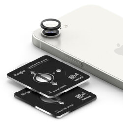 [Pachet 2x] Folie sticla camera iPhone 16e Ringke Camera Lens Frame, negru
