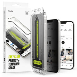 [Pachet 2x] Folie sticla iPhone 16e Ringke Easy Slide Privacy Tempered Glass, negru