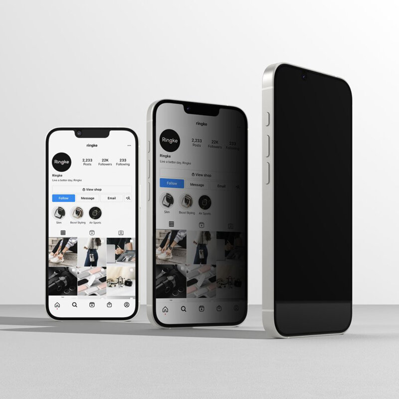 [Pachet 2x] Folie sticla iPhone 16e Ringke Easy Slide Privacy Tempered Glass, negru