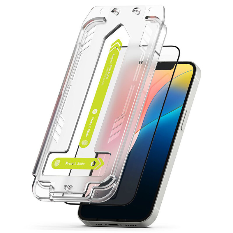 [Pachet 2x] Folie sticla iPhone 16e Ringke Easy Slide Tempered Glass, negru