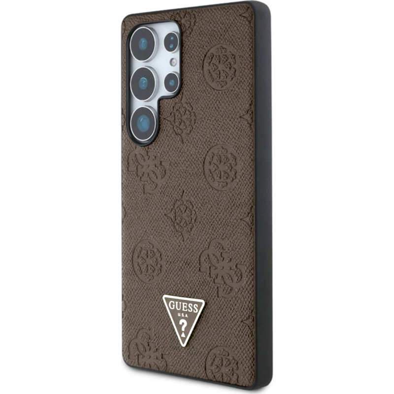 Husa Samsung Galaxy S25 Ultra Guess Peony Grained Hot Stamp Triangle Logo MagSafe, maro, GUHMS25LPGBTMW
