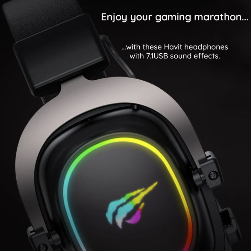 Casti de gaming cu fir, microfon, RGB Havit, negru, H2002P
