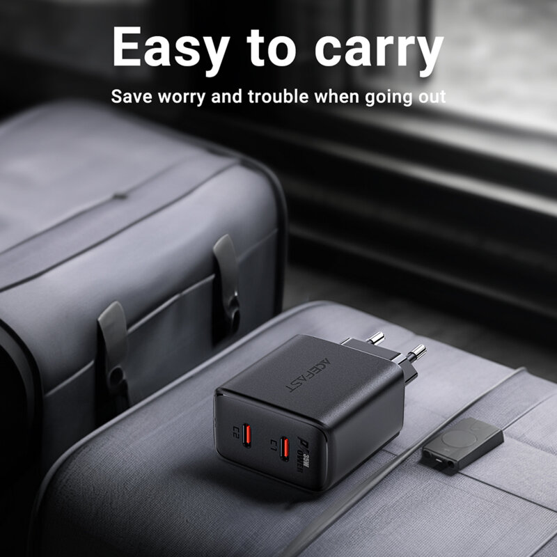 Incarcator priza GaN 2x Type-C, Acefast A49, PD35W, negru