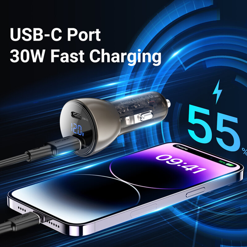 Incarcator auo Type-C 60W, Acefast B10, display digital LED