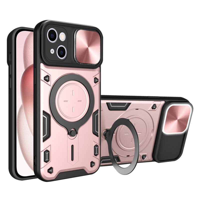 Husa iPhone 15 Techsuit CamGuard Pro, roz auriu