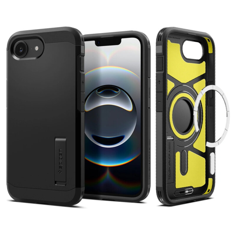 Husa iPhone 16e Spigen Tough Armor MagSafe, negru