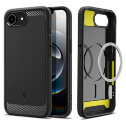 Husa iPhone 16e Spigen Rugged Armor MagSafe, negru