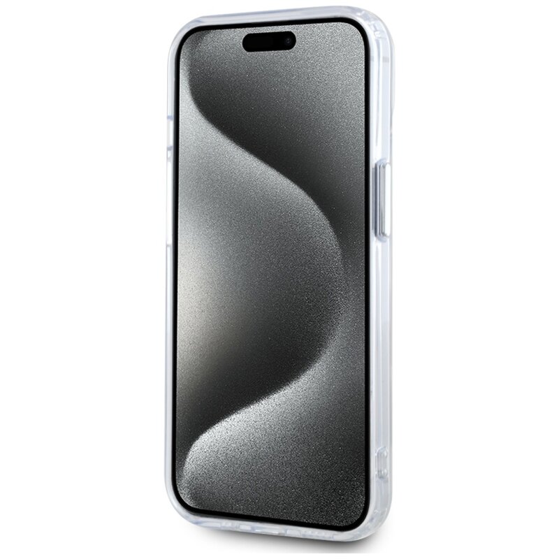 Husa iPhone 15 Karl Lagerfeld IML MagSafe, White Karl`s Head, alb, KLHMP15SHLSKIH