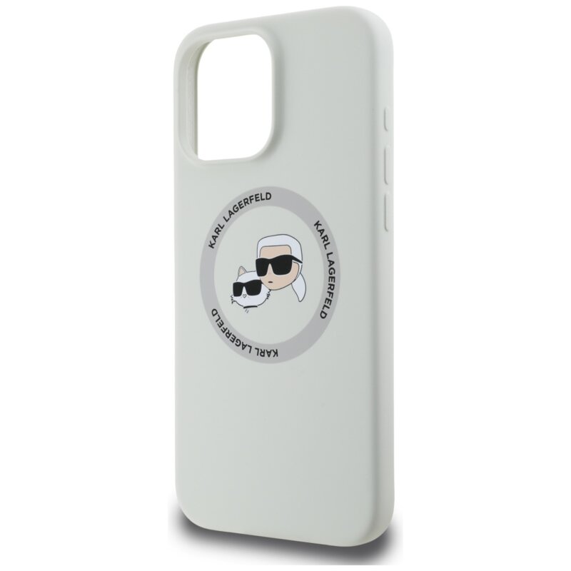 Husa Karl Lagerfeld iPhone 16 Pro Silicone MagSafe, Karl&Choupette Head, bej, KLHMP16LSKCHTCE