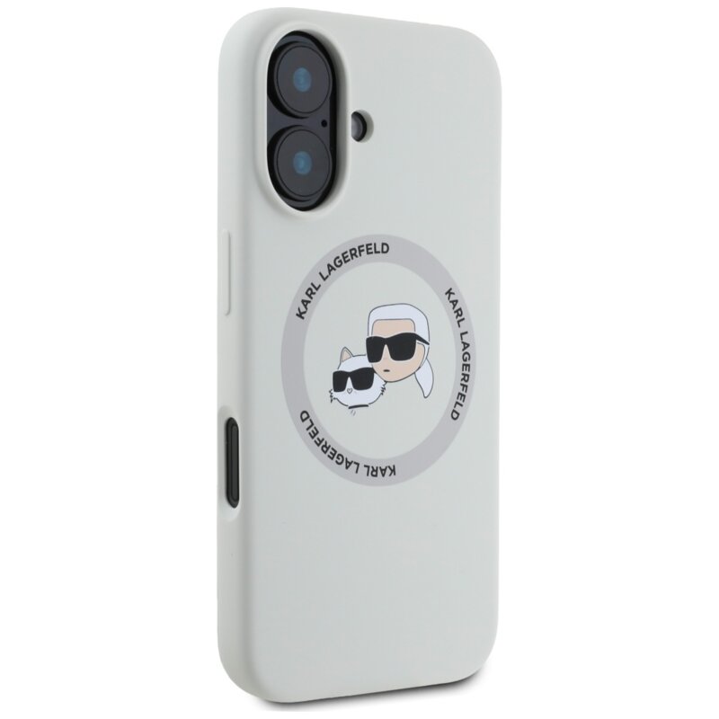 Husa Karl Lagerfeld iPhone 16 Silicone MagSafe, Karl&Choupette Head, bej, KLHMP16SSKCHTCE
