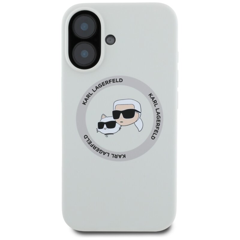 Husa Karl Lagerfeld iPhone 16 Silicone MagSafe, Karl&Choupette Head, bej, KLHMP16SSKCHTCE