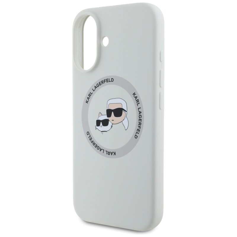 Husa Karl Lagerfeld iPhone 16 Silicone MagSafe, Karl&Choupette Head, bej, KLHMP16SSKCHTCE