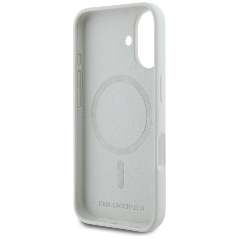 Husa Karl Lagerfeld iPhone 16 Silicone MagSafe, Karl&Choupette Head, bej, KLHMP16SSKCHTCE