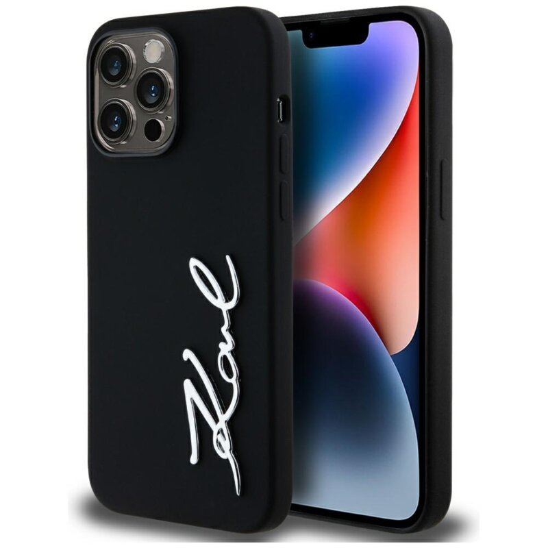 Husa Karl Lagerfeld iPhone 14 Pro Max Silicone, Karl Script, negru,