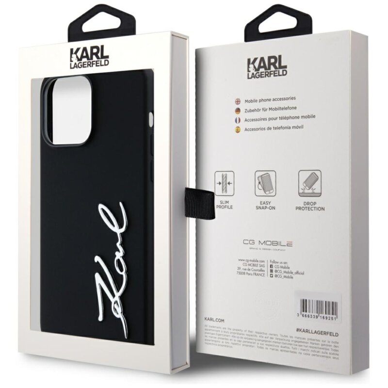 Husa Karl Lagerfeld iPhone 14 Pro Max Silicone, Karl Script, negru,