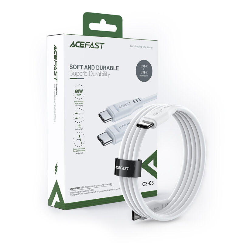 Cablu de date Type-C la Type-C, 60W, 3A, Acefast C3-03, 1.2m