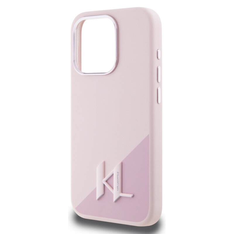 Husa Karl Lagerfeld iPhone 15 Pro Max Silicone MagSafe, Shadow Metal Initial, roz, KLHMP15XSCMKMPCP