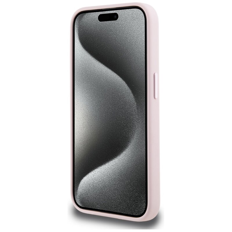 Husa Karl Lagerfeld iPhone 15 Silicone MagSafe, Shadow Metal Initial, roz, KLHMP15SSCMKMPCP