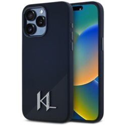 Husa Karl Lagerfeld iPhone 15 Pro Max Silicone MagSafe, Shadow Metal Initial, negru, KLHMP15XSCMKMPCK