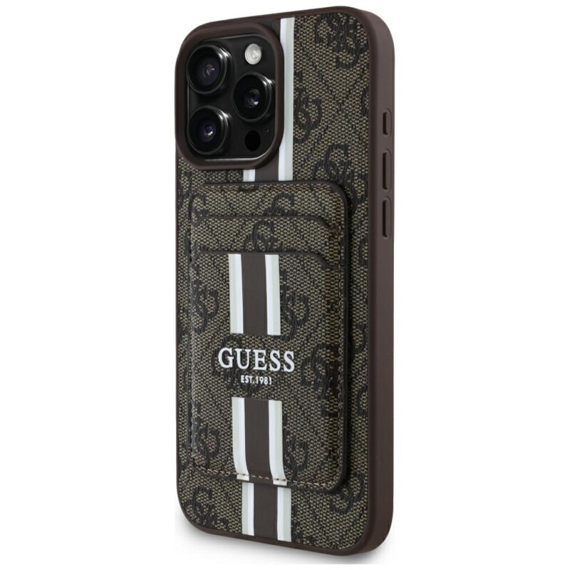 Husa Guess Cardslot 4G Stripes MagSafe iPhone 16 Pro Max, maro, GUBPHCP16XP4RPSW