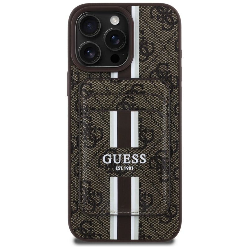 Husa Guess Cardslot 4G Stripes MagSafe iPhone 16 Pro Max, maro, GUBPHCP16XP4RPSW