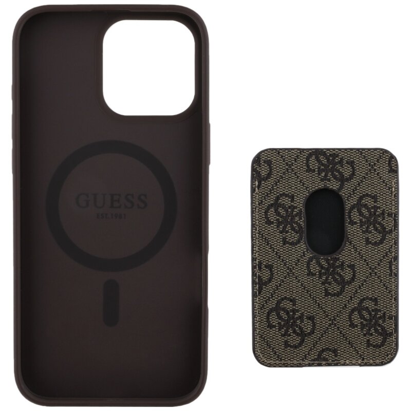 Husa Guess Cardslot 4G Stripes MagSafe iPhone 16 Pro Max, maro, GUBPHCP16XP4RPSW