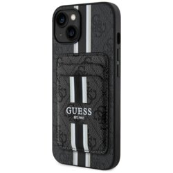 Husa Guess Cardslot 4G Stripes MagSafe iPhone 15, negru, GUBPHCP15SP4RPSK