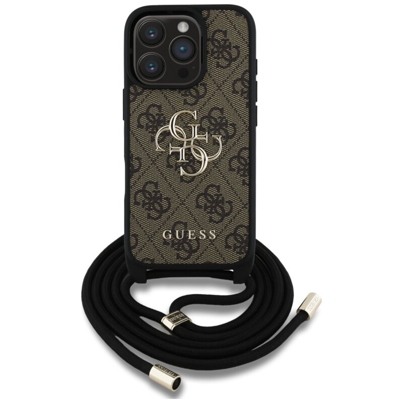 Husa originala Guess iPhone 16 Pro Max Hardcase 4G Big Logo with Cord Strap, maro, GUHCP16XP4GMGCRW