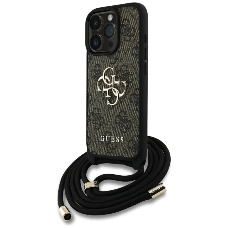 Husa originala Guess iPhone 16 Pro Max Hardcase 4G Big Logo with Cord Strap, maro, GUHCP16XP4GMGCRW