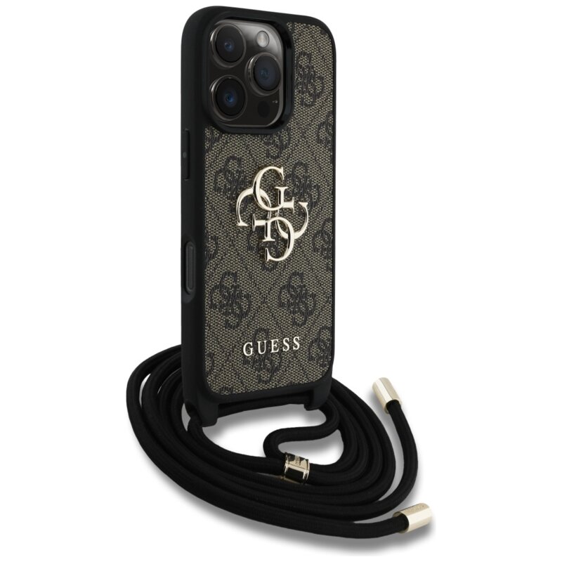 Husa originala Guess iPhone 16 Pro Max Hardcase 4G Big Logo with Cord Strap, maro, GUHCP16XP4GMGCRW
