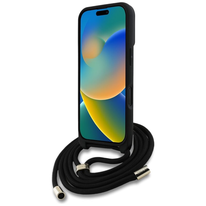 Husa originala Guess iPhone 16 Plus Hardcase 4G Big Logo with Cord Strap, maro, GUHCP16MP4GMGCRW