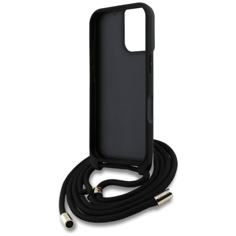 Husa originala Guess iPhone 16 Plus Hardcase 4G Big Logo with Cord Strap, maro, GUHCP16MP4GMGCRW